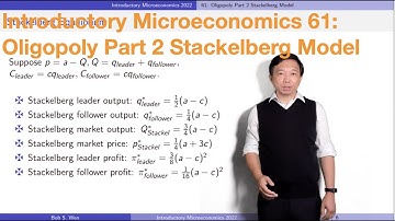 Introductory Microeconomics 61: Oligopoly Part 2 Stackelberg Model