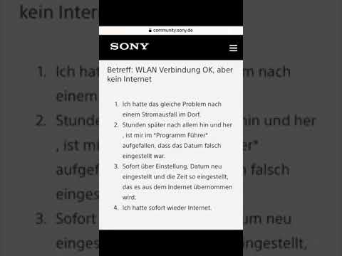 SONY TV - WLAN Verbindung OK, aber kein Internet