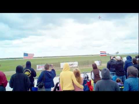 Jet Powered Semi Truck Races a Biplane at Dayton Air Show 2010