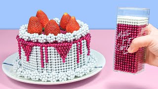 Magnetic Pink Strawberry Cake Decorating Ideas - Magnet Stop Motion & Satisfying video