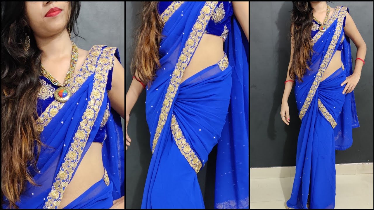 how to drape saree!! लड़कियां plain sequin साड़ी को इस स्टाइल से पहनना  सीखें !!Sadi kaise phne - YouTube