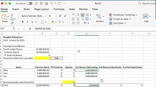 Basic Formation Cap Table (Iterative Calculation)