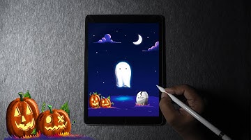 Halloween GHOST👻animation in procreate 🎃and FREE!!! COLORING page