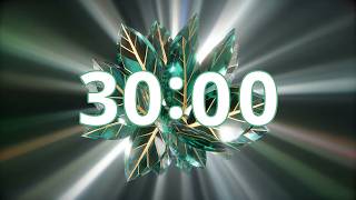 30 Minute Timer — Crystal Emerald Leaves & Gold Veins + Soft Bell | Luxury Nature, No Music screenshot 5