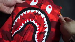 Bathing Ape BAPE Shark Hoodie Red Unboxing/Review! Hypebeast fashion! Supreme Offwhite Grails!