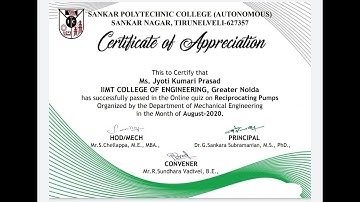 National level online quiz on Reciprocating pump |Free E-certificate Quiz|Mechanical engg Quiz