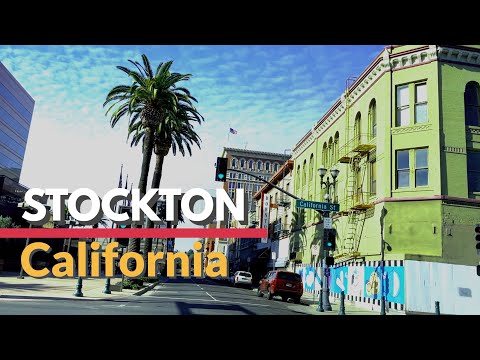 Driving Downtown, Stockton, California, USA, Driving tour video