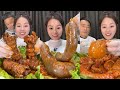 Spıcy Chinese food ???? SOSLU ÇİN YEMEKLERİ YEME | Family Mukbang | (Sheep brain, blood sausage)