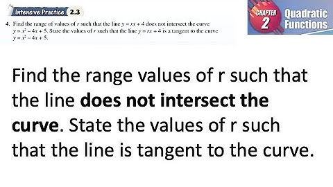 Quadratic Functions intensive practice 2.3 Q4 | latihan intensif 2.3 | does not intersect the curve.