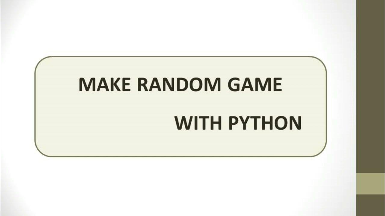 Build Simple Game Using Python With Just 3 Lines of Code - YouTube