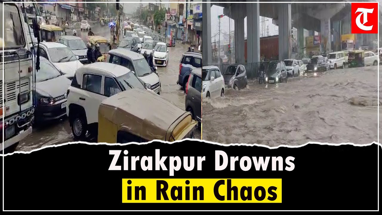 Heavy Rain Triggers Waterlogging & Traffic Chaos in Zirakpur Near Chandigarh