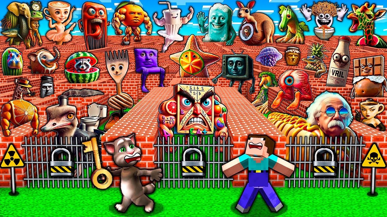 ВЫЖИВАНИЕ В ЛАБИРИНТЕ С 1000 СЕКРЕТНЫХ ИТАЛЬЯНСКИХ МЕМОВ - УКРАСЬТЕ МОЗГОЛОВОК - Анимированный иг...