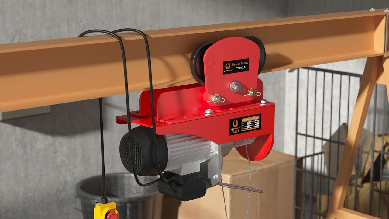 BEAMNOVA 1 Ton Electric Hoist Manual Trolley for I-Beam with 1.57-4.64 ...