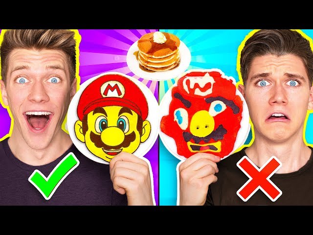 PANCAKE ART CHALLENGE 4!!! Learn How To Make Mario Odyssey Star Wars Jedi Nintendo Food DIY Pancake class=