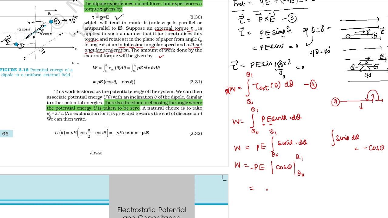 Potential energy of a dipole in an external field - YouTube