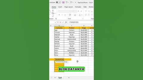Mengubah tabel vertikal menjadi horizontal dengan Rumus TRANSPOSE di Excel #belajarexcel
