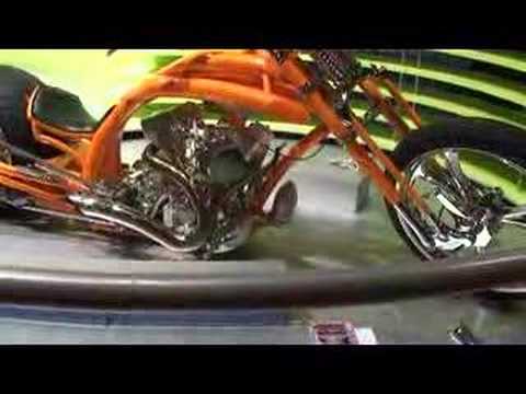 Orange Custom Bike on Carole Nash NEC Stand