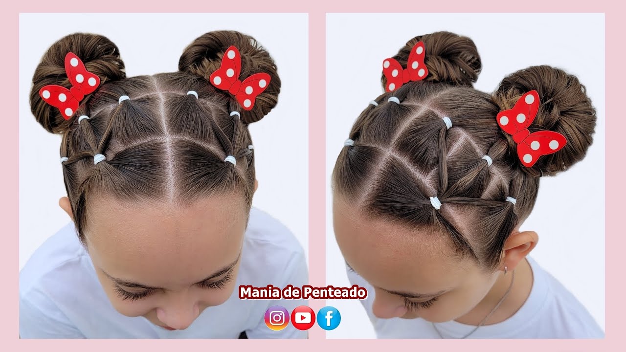 Penteado Fácil com Coque Duplo e Liguinhas | Easy Double Buns Hairstyle  with Elastics for Girls💕🥰💕 - thptnganamst.edu.vn