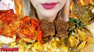 GOYANG NASI PADANG💃❗️ASMR 2 BUNGKUS NASI PADANG RENDANG SAPI \u0026 IKAN ASAM PADEH 🍛💥 PADANG STYLE RICE🌴