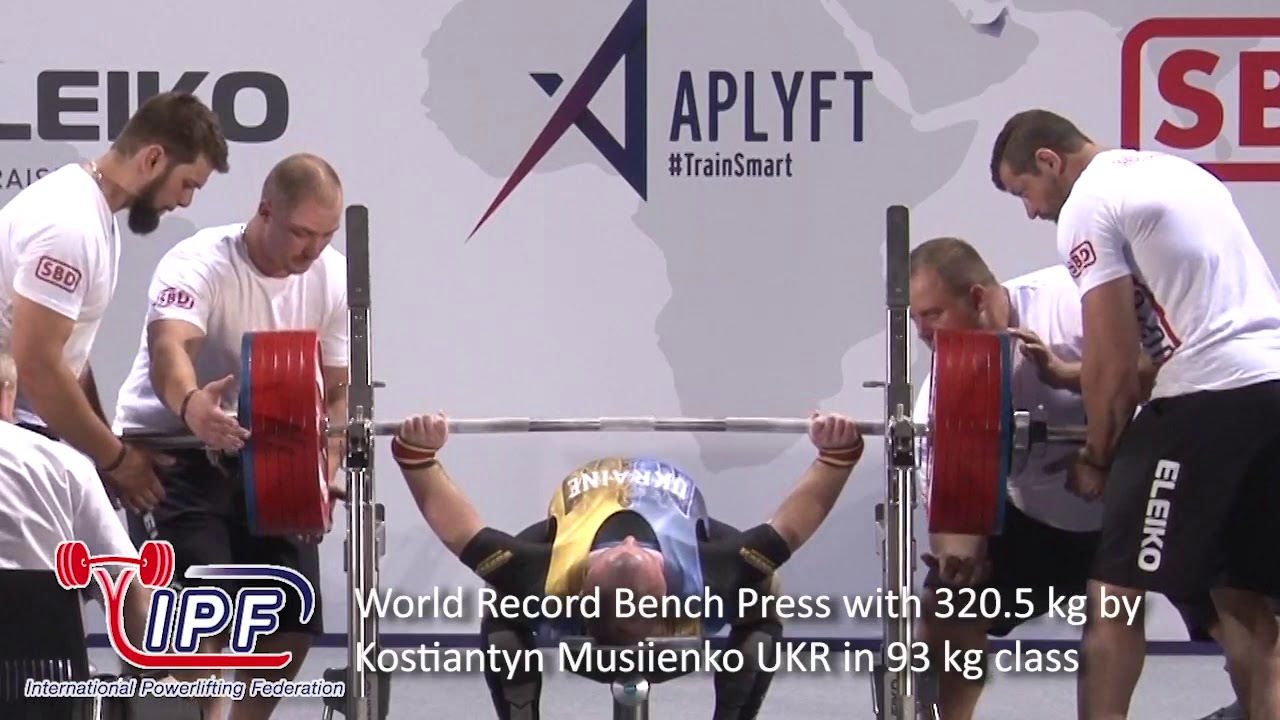 World Record Bench Press with 320.5 kg by Kostiantyn Musiienko UKR in