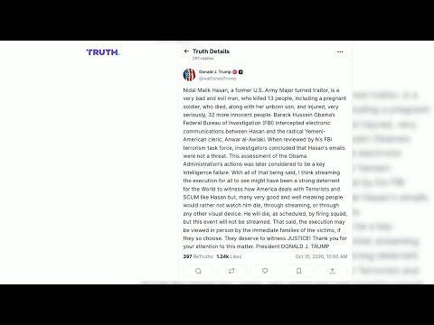 Trump descarta transmitir en vivo la ejecución de un condenado