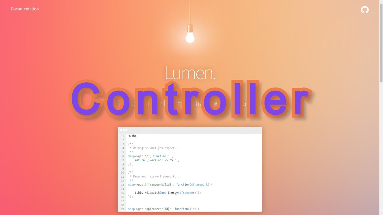 Laravel - Lumen Controller Tutorial - [ latest 2021 ] #lumen - YouTube