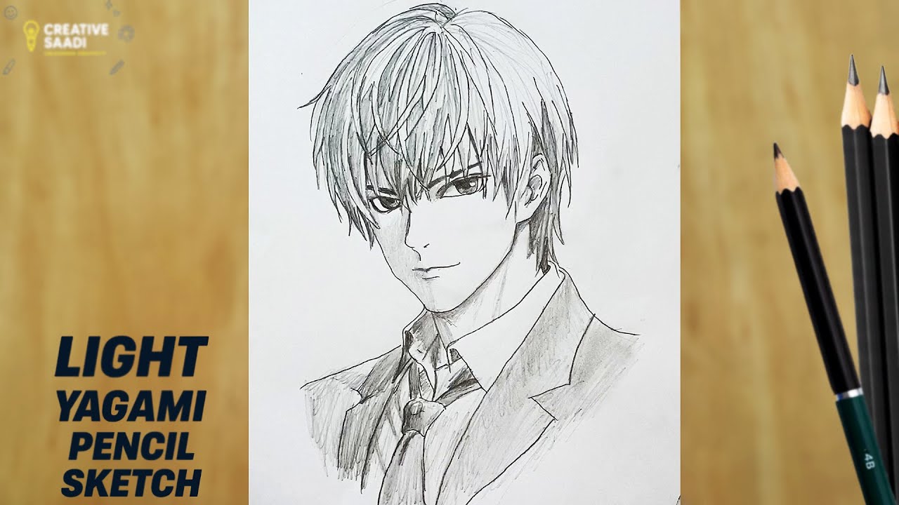 Light Yagami Pencil Sketch Portrait | Death Note Anime Character ...