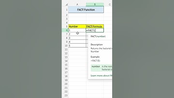 Find Factorial Of A Number In Excel | Fact Function Excel #factorial #fact #number #exceltutorial