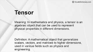 Tensor Meaning