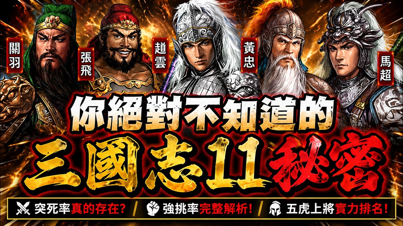 你絕對不知道的《三國志11》秘密！五虎上將排名可能跟你想的不一樣！