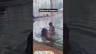 Waterbaby #saraalikhan enjoys pool time with a cute little baby #shortsvideo
