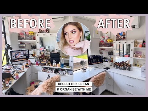 CLEAN WITH ME!  organising & decluttering my beauty room! 