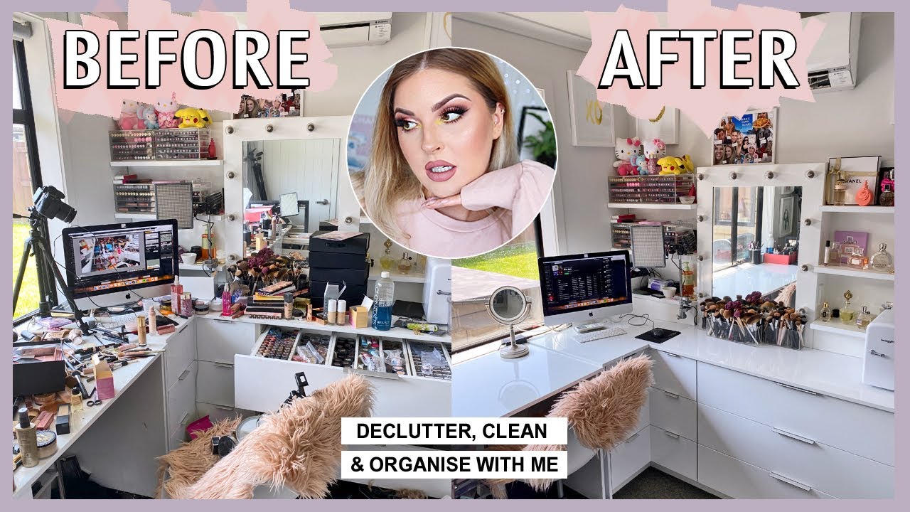 CLEAN WITH ME! 💦 organising & decluttering my beauty room! 😍