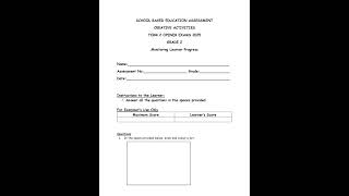 Grade 2 Creative Activities Term 2 Opener Exam 2025