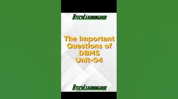 Dbms important questions unit 04 | #shorts #dbms #youtubeshorts #BtechLearningHub