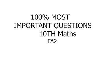 100% MOST IMPORTANT QUESTIONS 10TH Maths formative-2 | AP 10th Class FA2 Maths guess paper 2022 -23