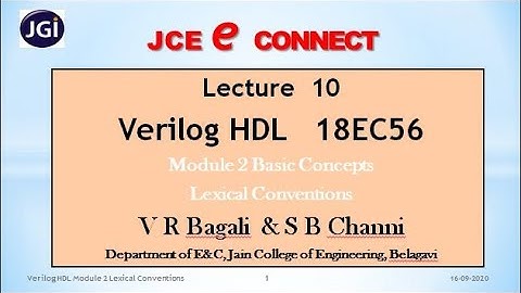 Lecture 10 Verilog HDL V R Bagali & S B Channi