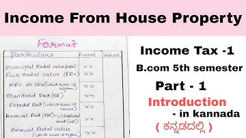 Income Tax | Income From House Property | Income from House property in kannada | ( Introduction )