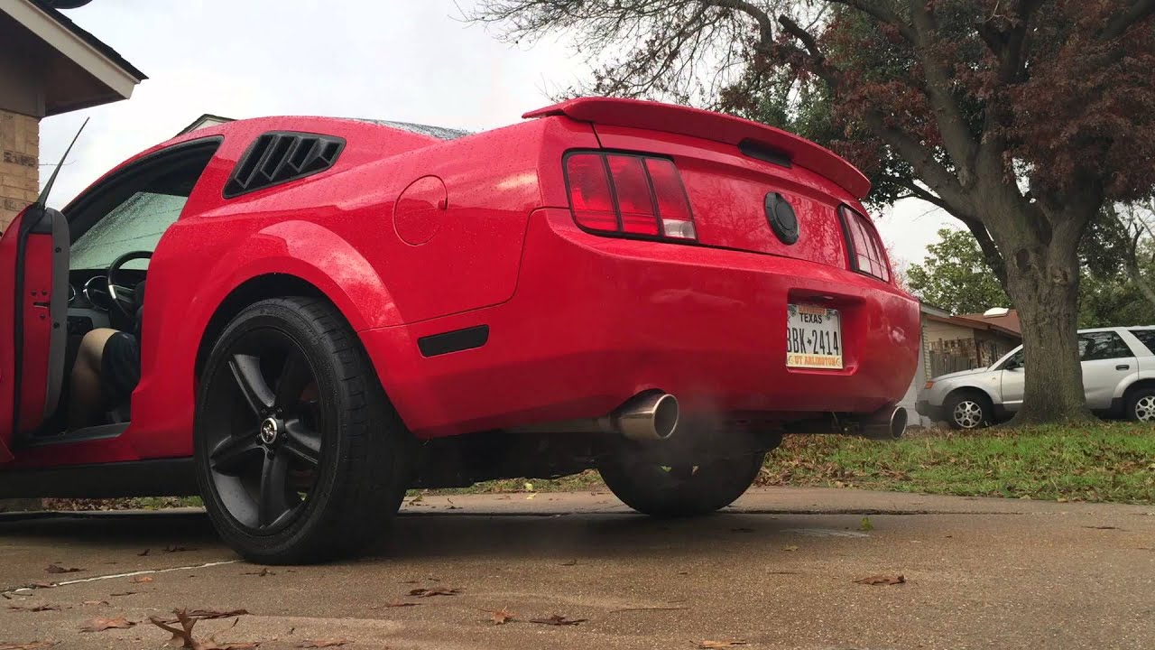 2007 v6 Mustang Dual Exhaust Cold Start and Revs YouTube