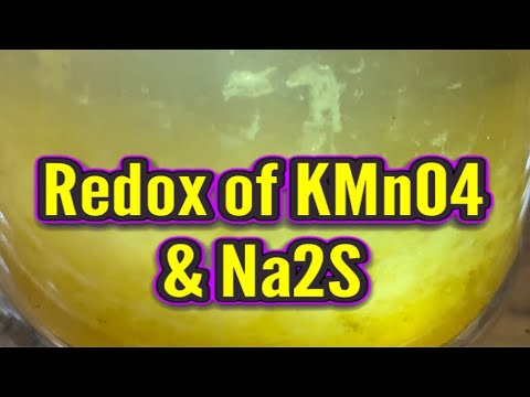 Redox of KMnO4 & Na2S in RamZland!⚗️ 3Na2S+2KMnO4+6H2O → 3S+2MnO2+6NaOH+2KOH #STEM #RamZland - youtube