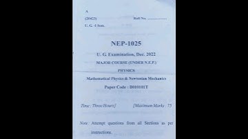 Mathematical Physics & Newtonian Mechanics B.sc 1st semester paper 2022 ccs University Meerut