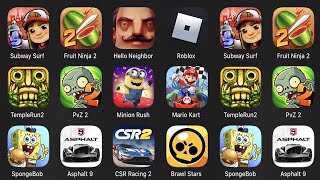 Subway Surf,Fruit Ninja 2,Hello Neighbor,ROBLOX,Temple Run 2,PvZ 2,Minion Rush,SpongeBob,Asphalt 9 screenshot 4