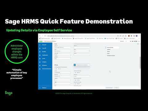 Sage HRMS Quick Feature Demonstration - Updating Details in Employee Self Service