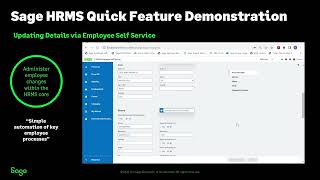 Sage HRMS Quick Feature Demonstration - Updating Details in Employee Self Service