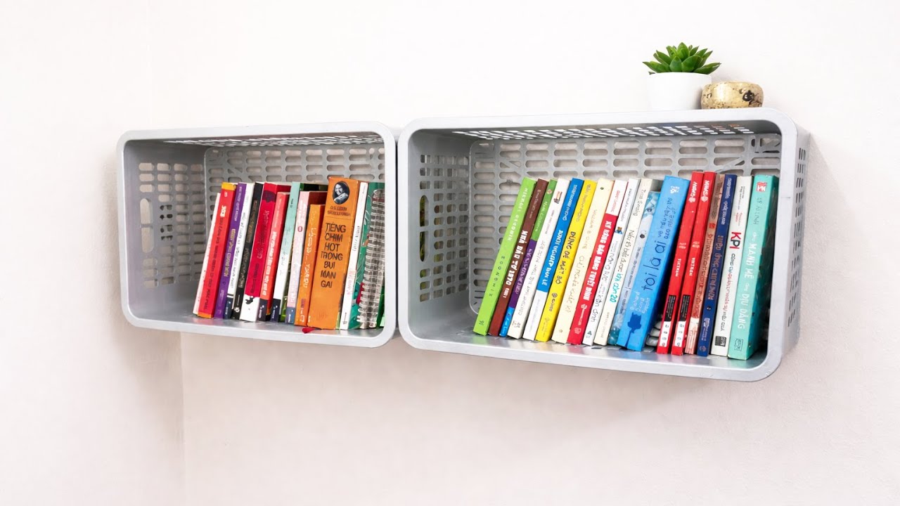 I Never Thought a Plastic Basket Could Become a Wall Bookshelf