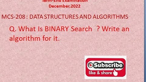 MCS 208 Previous Year Solved Question | December 2022 |IGNOU TEE| |Binary Search Algorithm