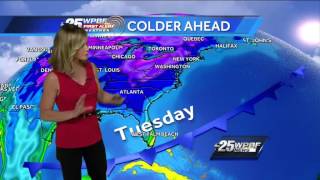 Cold front to move through Monday night