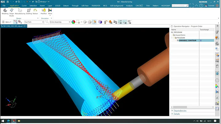Nx cam #45 Tool Axis Optimized to Drive    5AXIS
