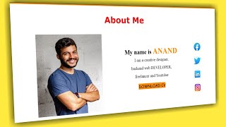 About me portfolio website html css | portfolio website html css in hindi in 2021 [part-4]