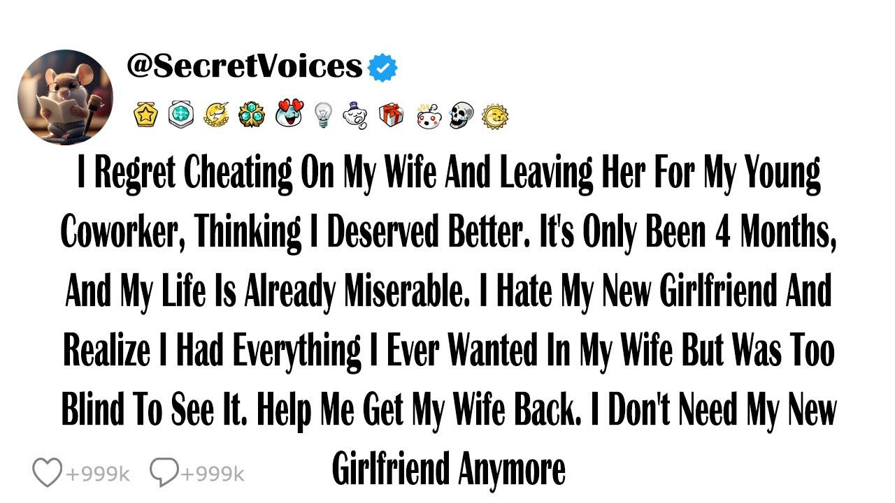 I Regret Cheating On My Wife And Leaving Her For My Young Coworker, Thinking I Deserved Better. I...